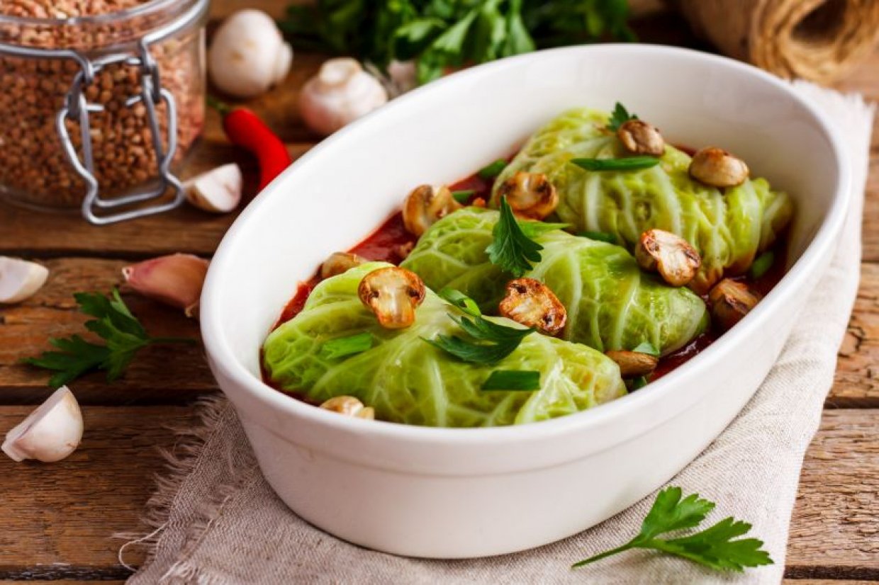 Голубцы с мясом и шампиньонами Голубцы с мясом и шампиньонами