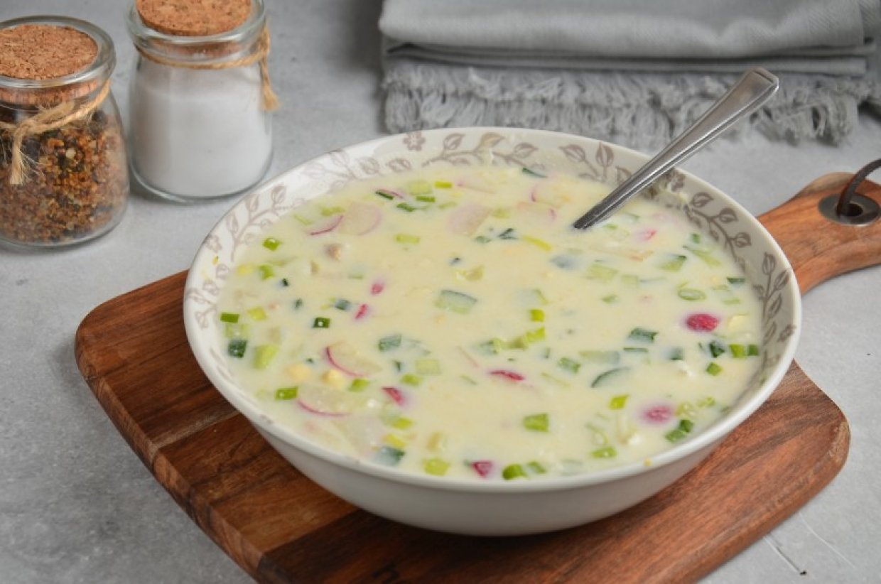 ПП-окрошка с запеченной курицей ПП-окрошка с запеченной курицей