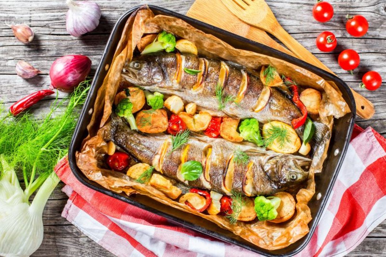 Запеченная форель с овощами в фольге в духовке Запеченная форель с овощами в фольге в духовке