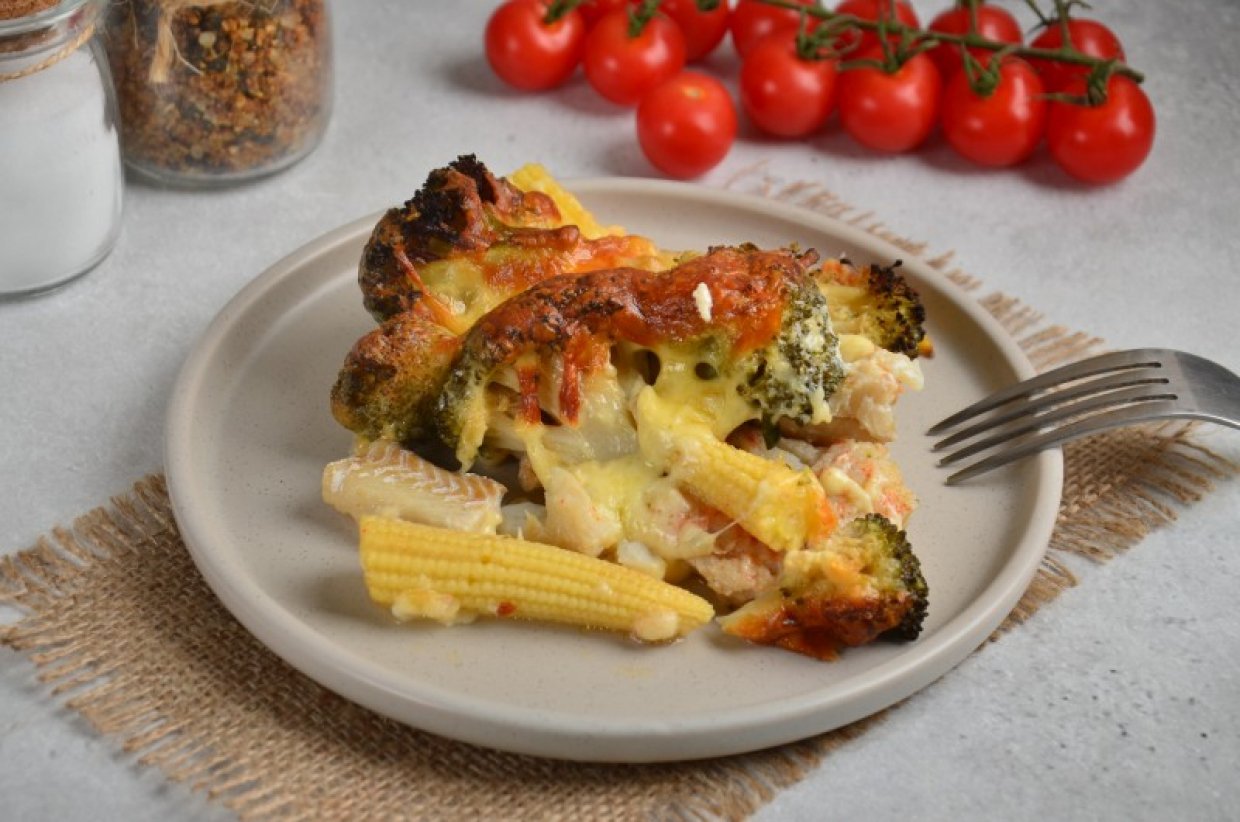 Филе рыбы с брокколи и кукурузой Филе рыбы с брокколи и кукурузой