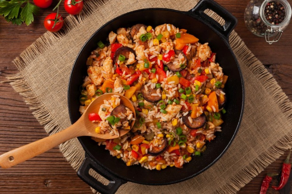 Овощное рагу с курицей и рисом Овощное рагу с курицей и рисом