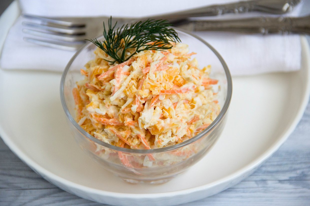 Салат с курицей и морковью Салат с курицей и морковью