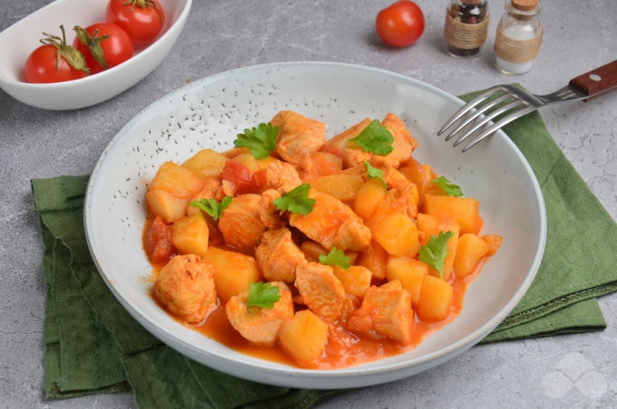 Курица с картошкой в томатном соусе