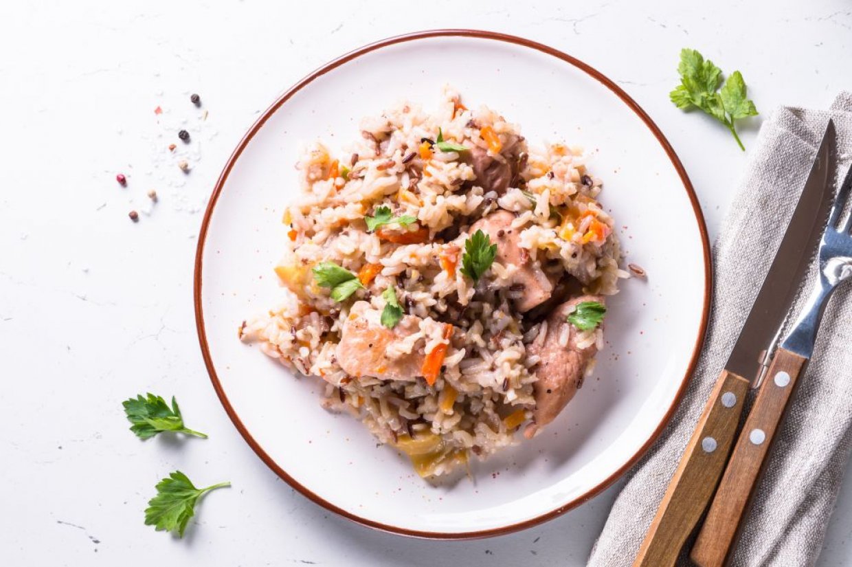 Плов из индейки и бурого риса Плов из индейки и бурого риса