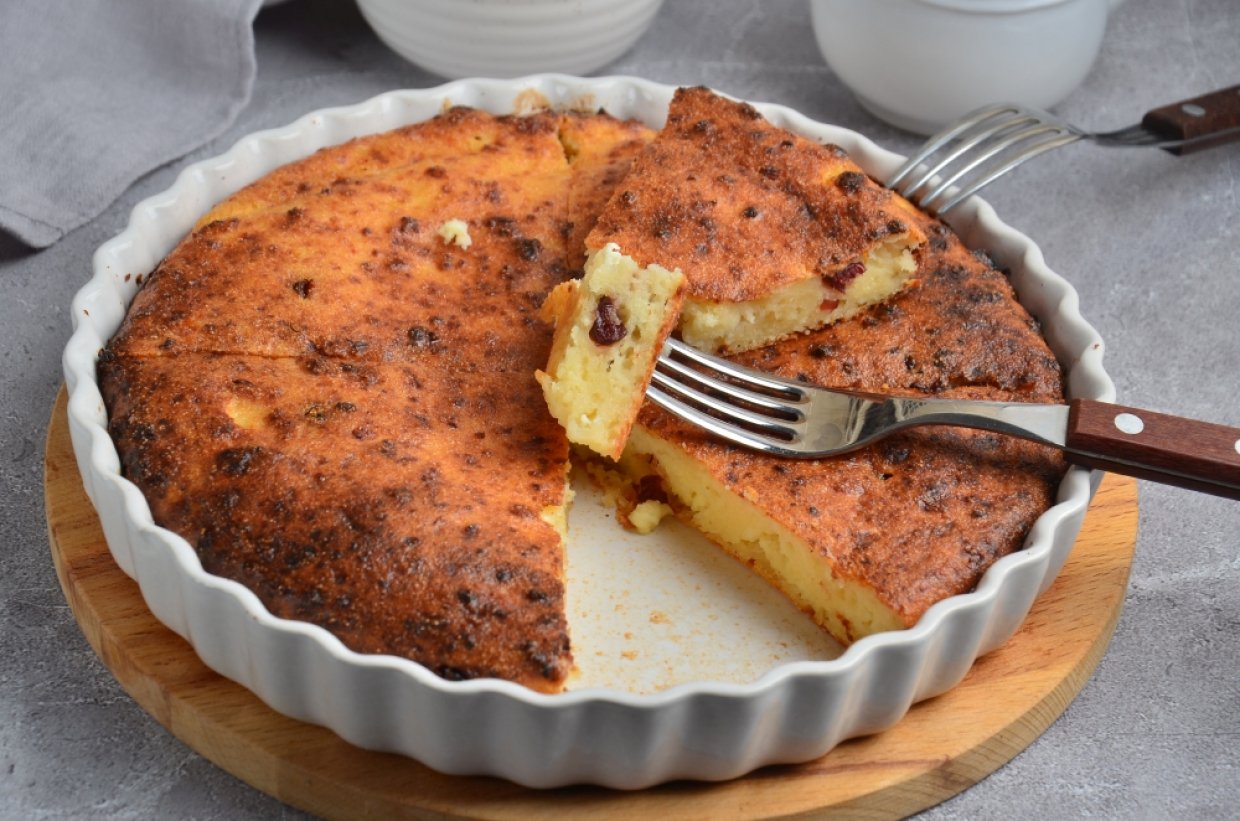 Творожная запеканка с манкой и клюквой Творожная запеканка с манкой и клюквой