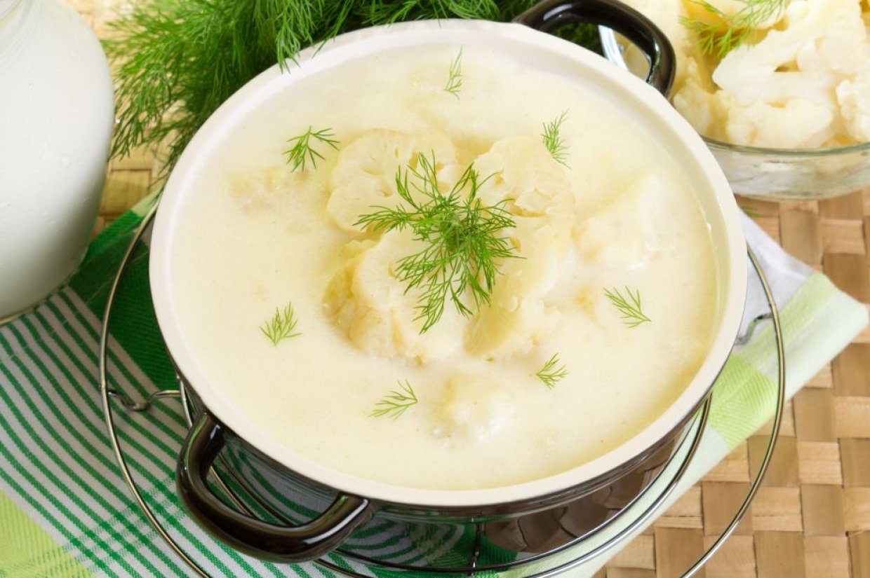 Молочный суп с цветной капустой и картофелем Молочный суп с цветной капустой и картофелем