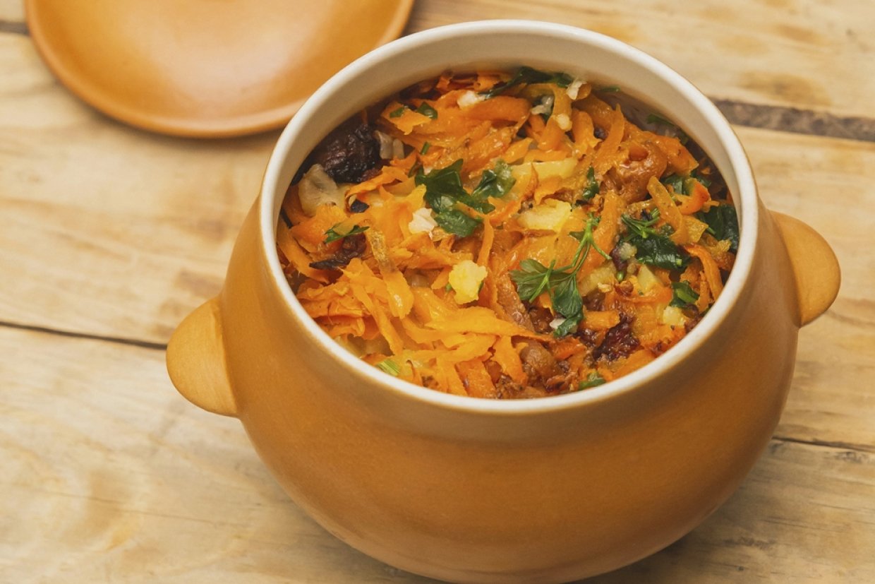 Картошка с морковью и беконом в горшочках Картошка с морковью и беконом в горшочках