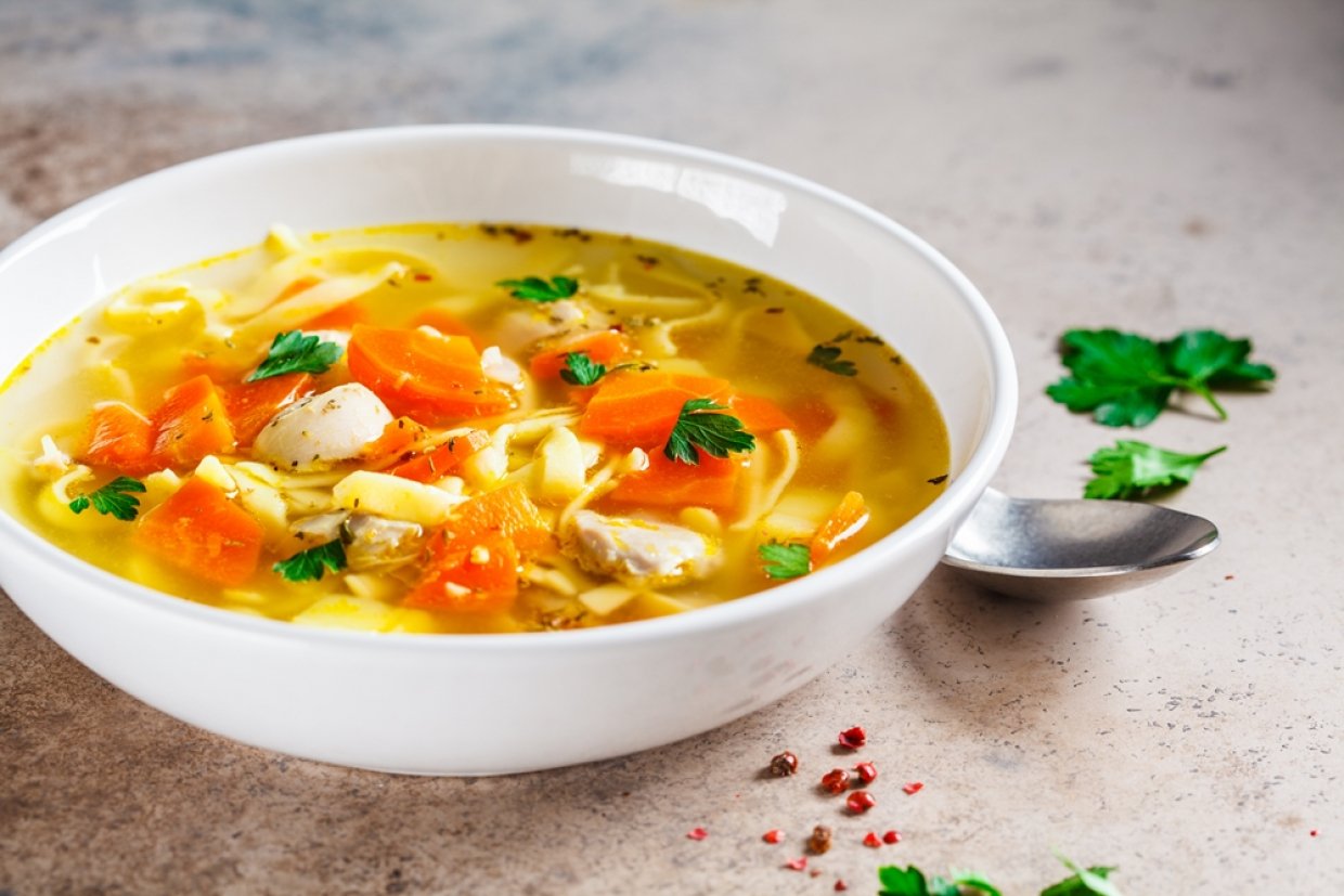Куриный суп с лапшой и овощами Куриный суп с лапшой и овощами