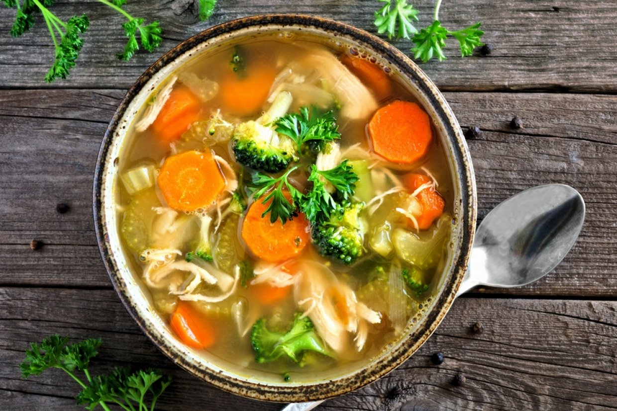 Куриный суп с сельдереем и брокколи Куриный суп с сельдереем и брокколи