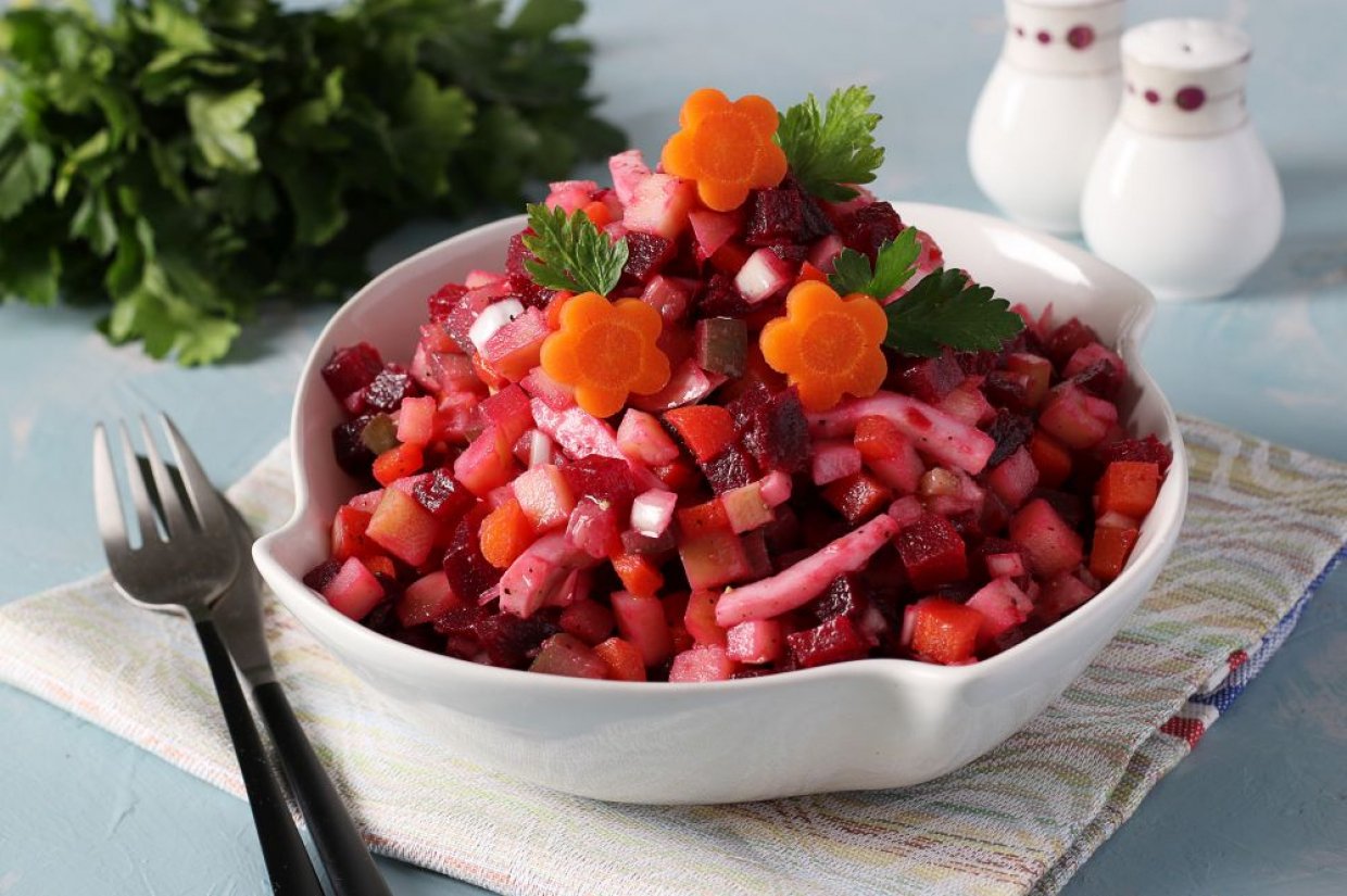 Винегрет с кальмарами Винегрет с кальмарами