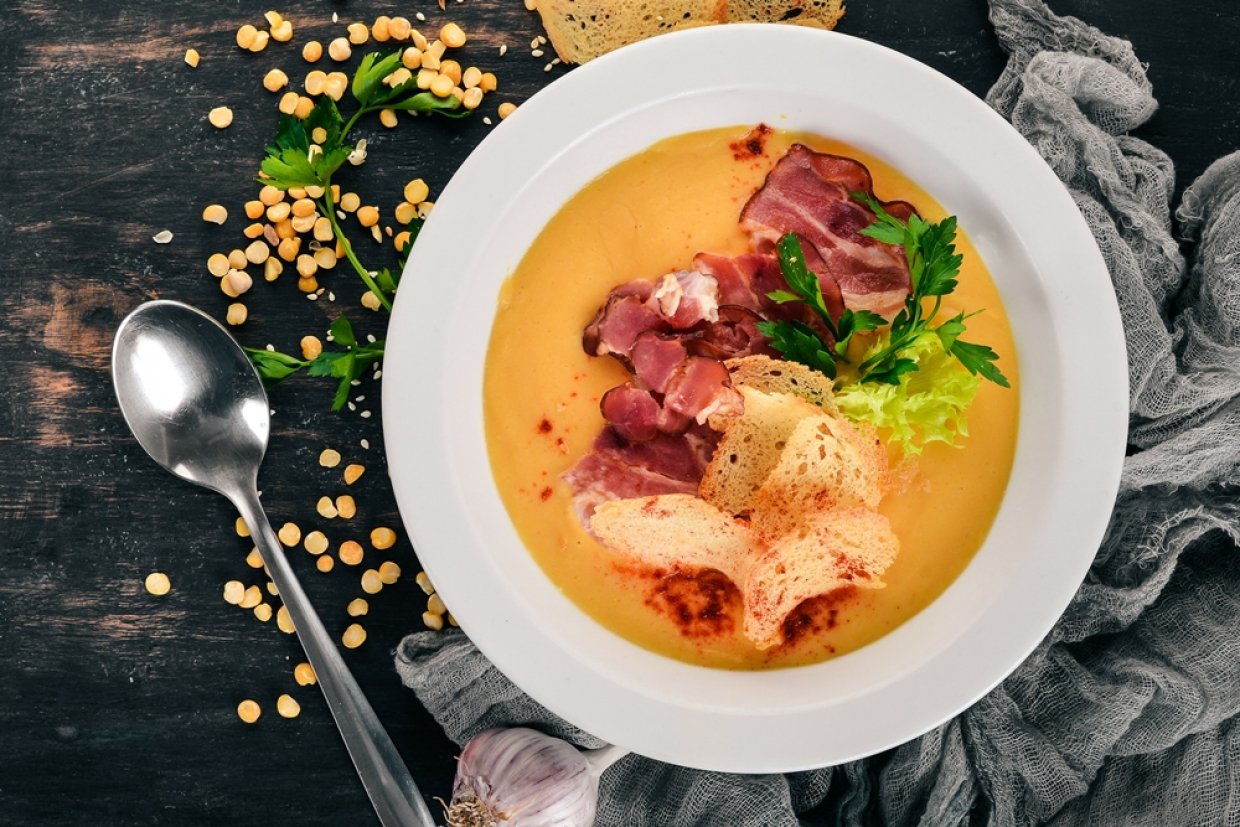 Гороховый суп-пюре с беконом Гороховый суп-пюре с беконом
