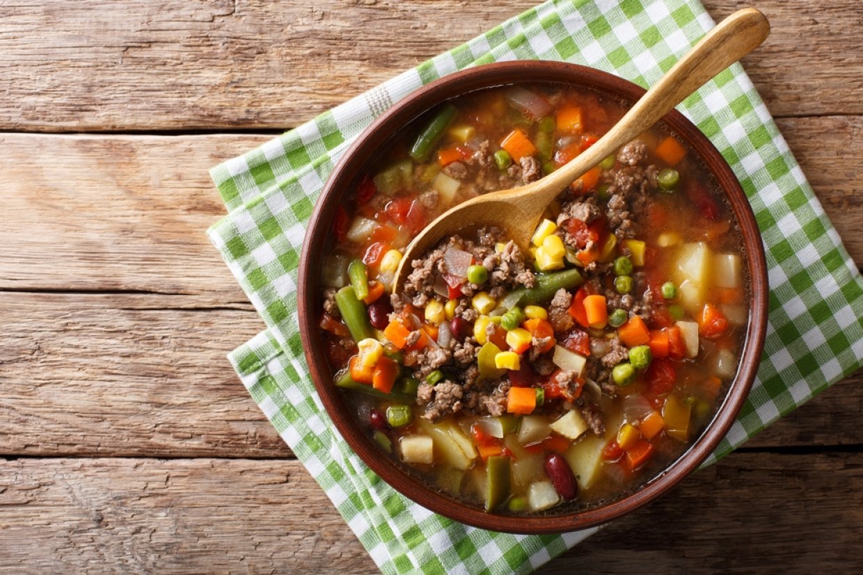 Гороховый суп с овощами и фаршем Гороховый суп с овощами и фаршем