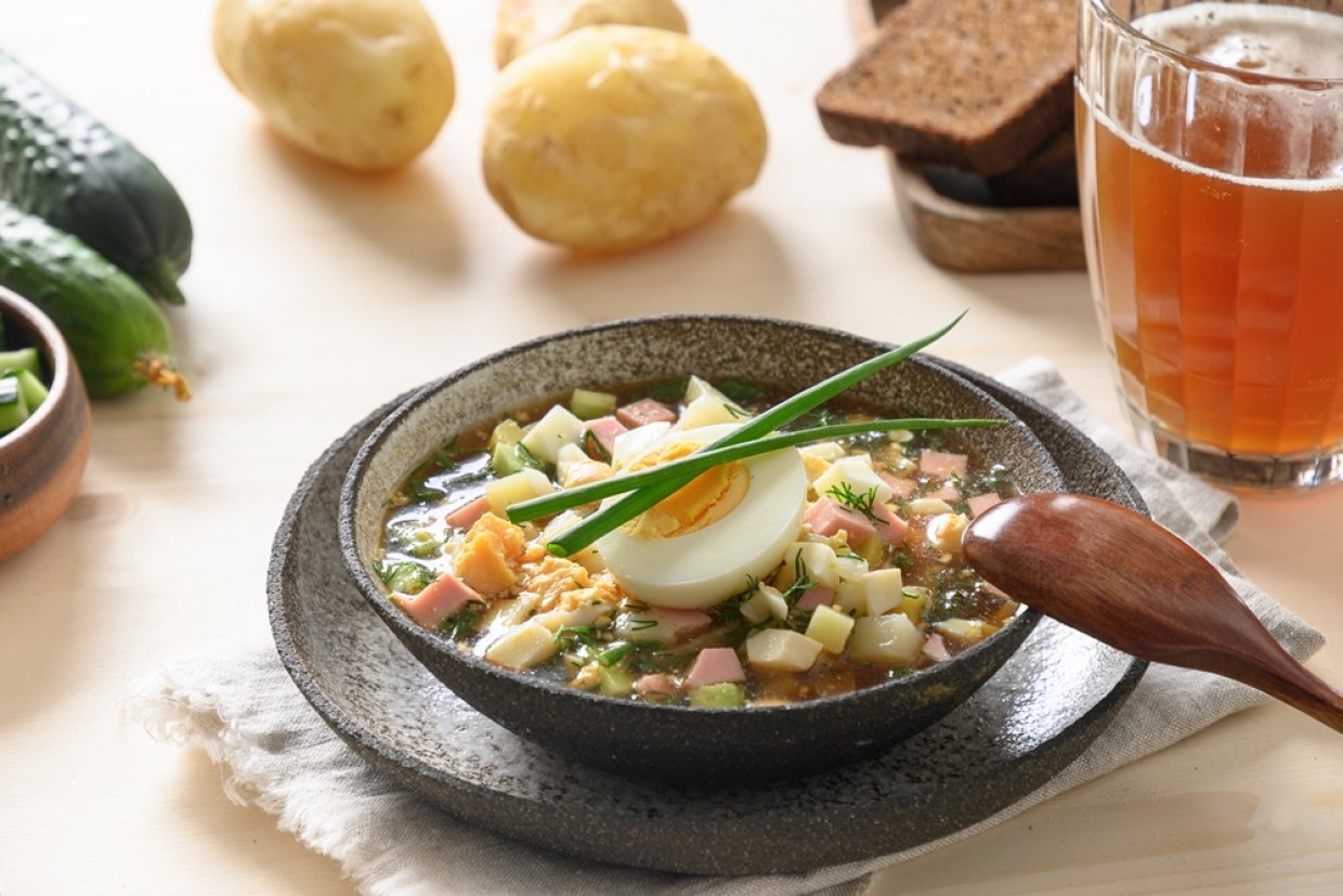 Окрошка с кабачками