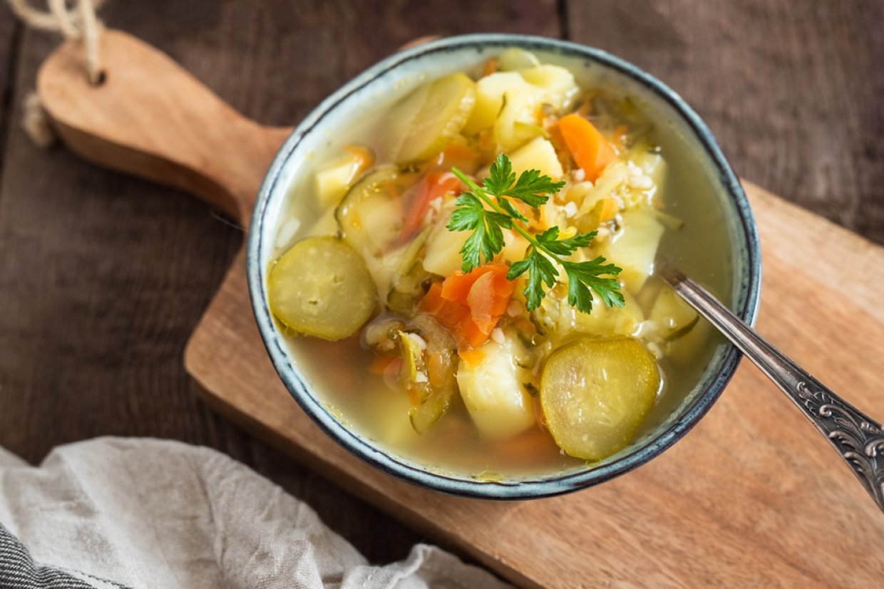Рассольник с квашеными огурцами Рассольник с квашеными огурцами