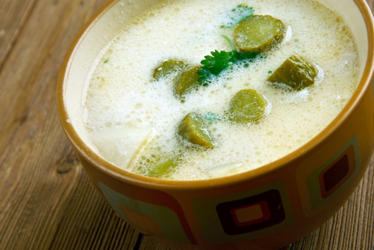 Рассольник с картофелем и сливками Рассольник с картофелем и сливками
