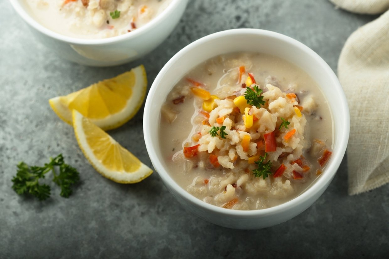 Молочный суп с рисом и овощами Молочный суп с рисом и овощами