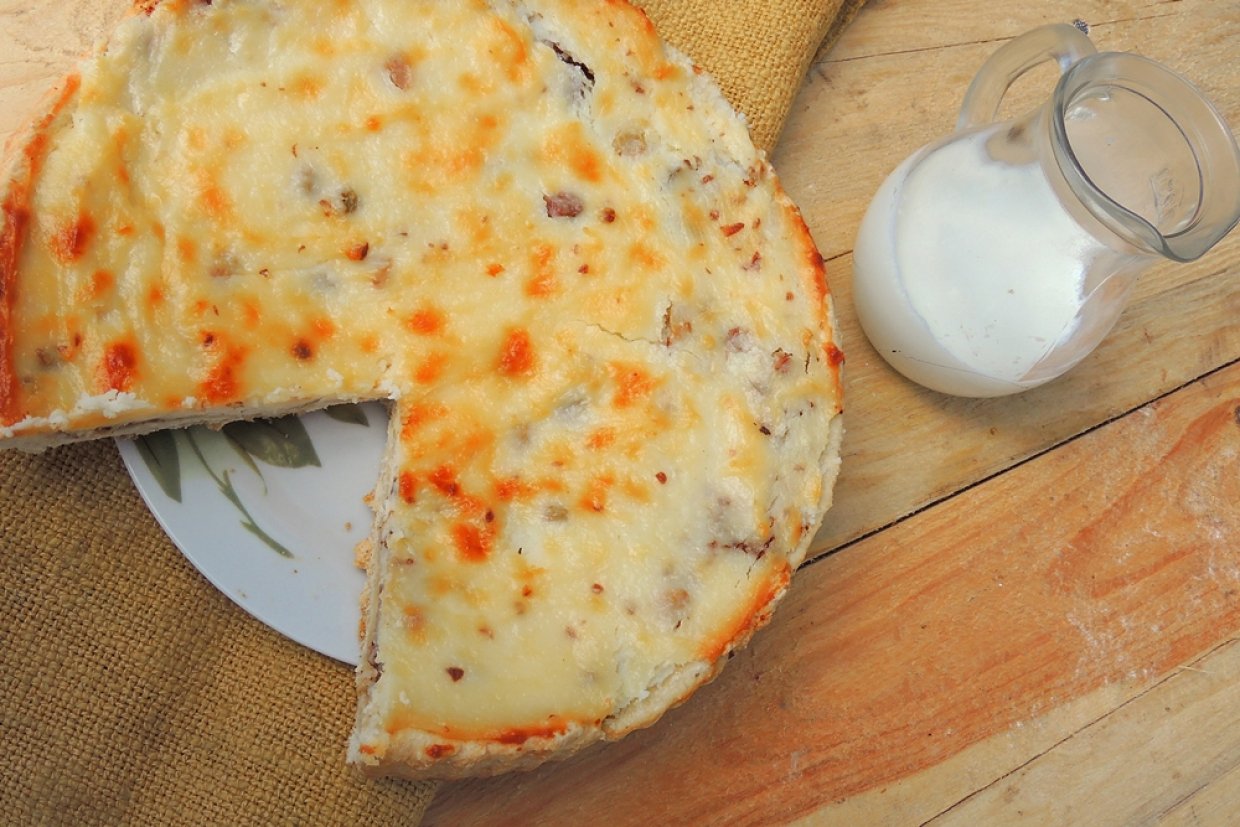 Творожная запеканка с рисом и сметанной заливкой Творожная запеканка с рисом и сметанной заливкой