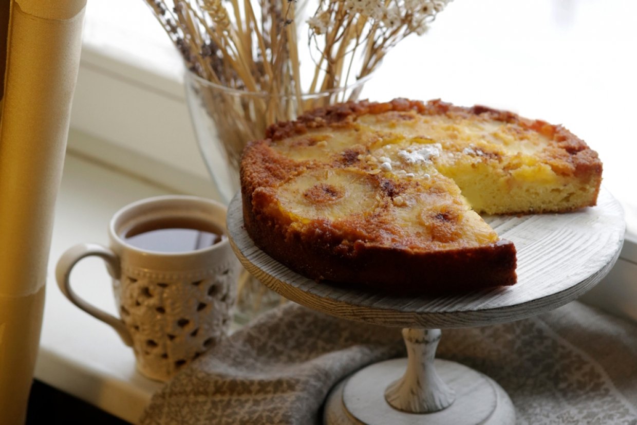 Творожная запеканка с бананом и ананасами Творожная запеканка с бананом и ананасами