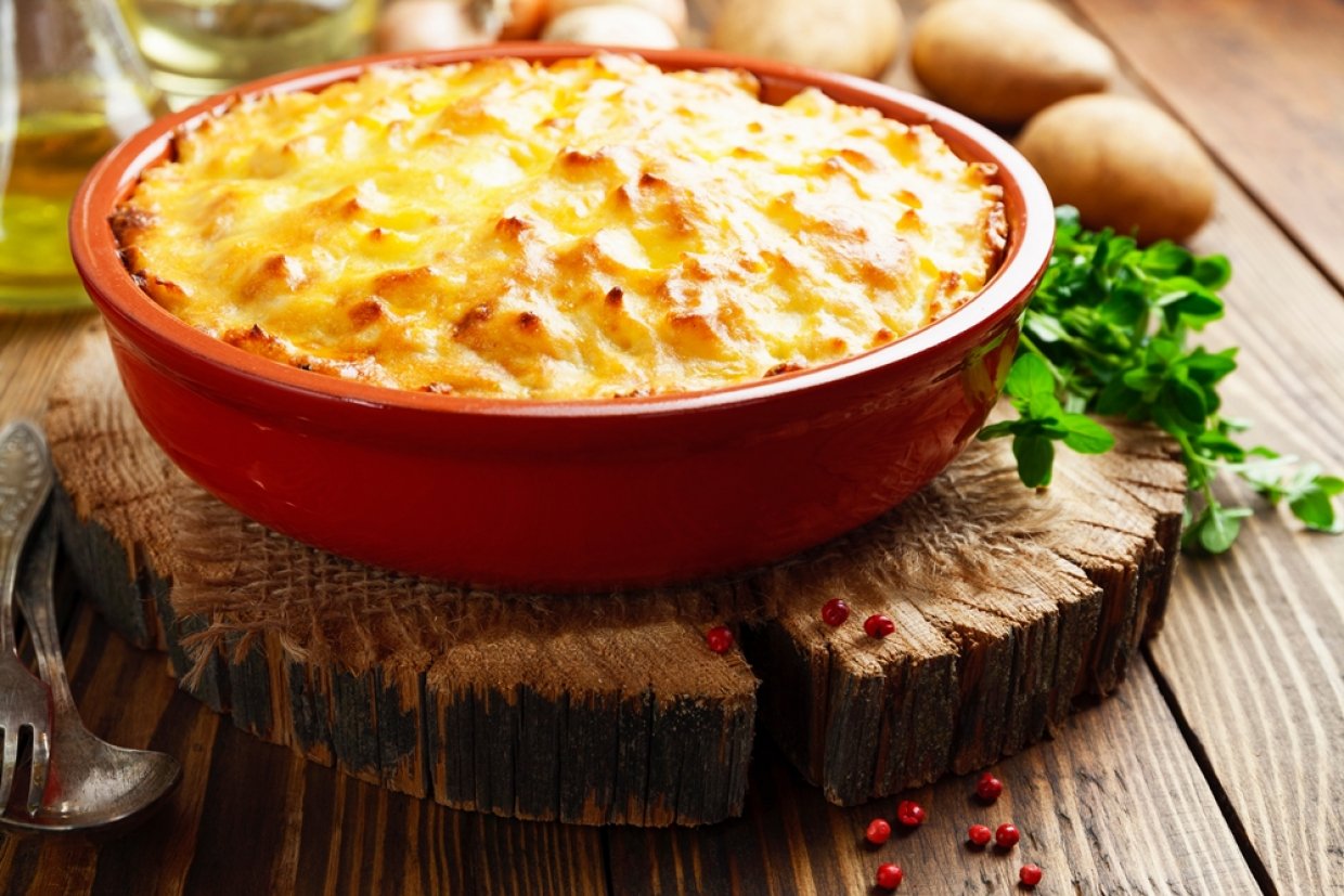 Картофельная запеканка с грибами и фаршем Картофельная запеканка с грибами и фаршем