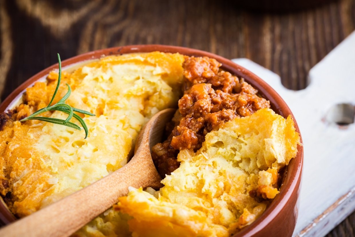 Картофельная запеканка с фаршем и овощами Картофельная запеканка с фаршем и овощами