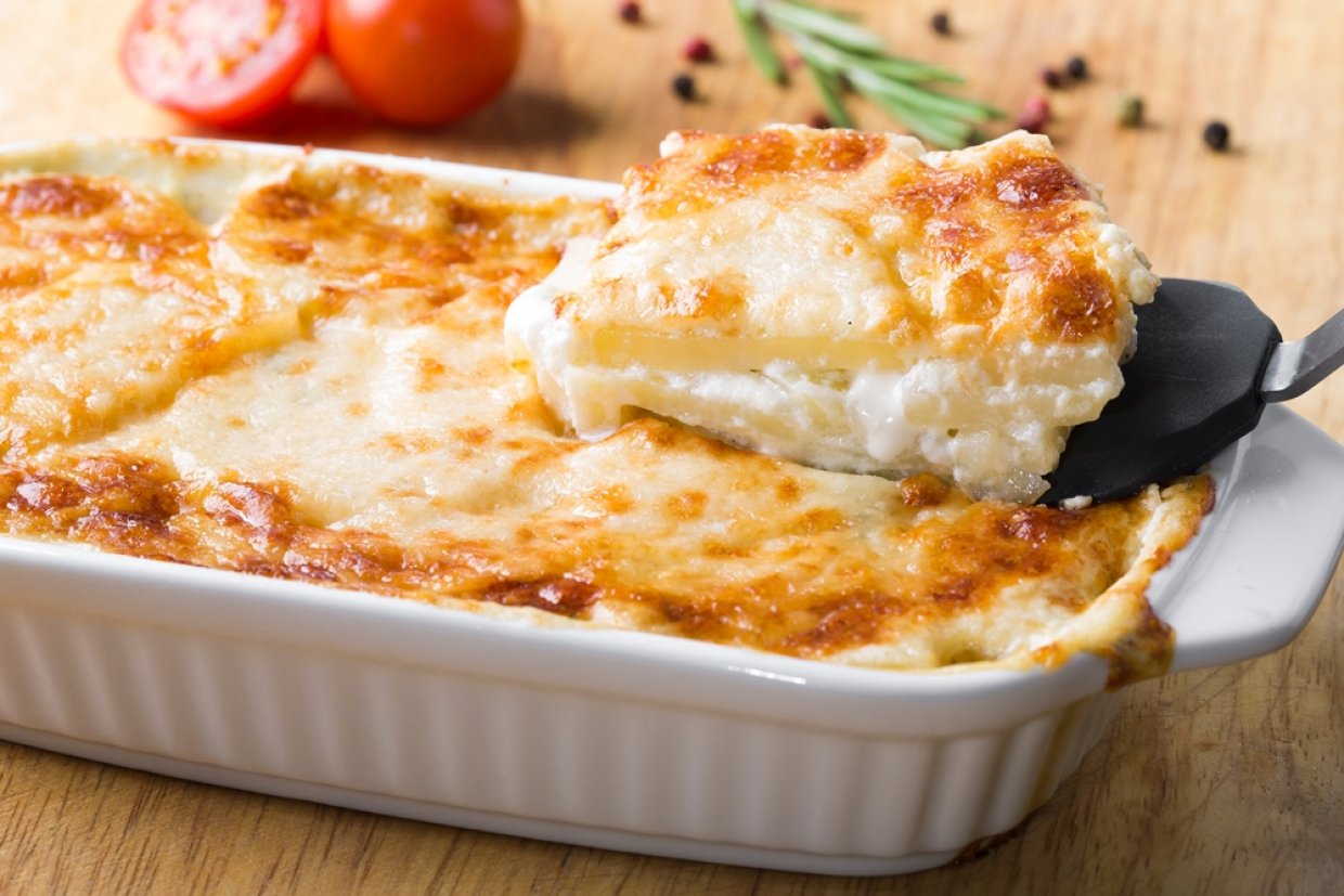 Картофельная запеканка со сливками и сыром Картофельная запеканка со сливками и сыром