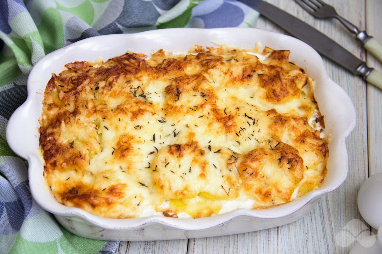 Картофельная запеканка с курицей и сливками