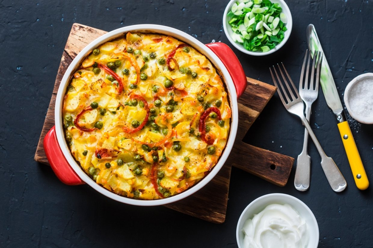 Картофельная запеканка с овощами и острым перцем Картофельная запеканка с овощами и острым перцем