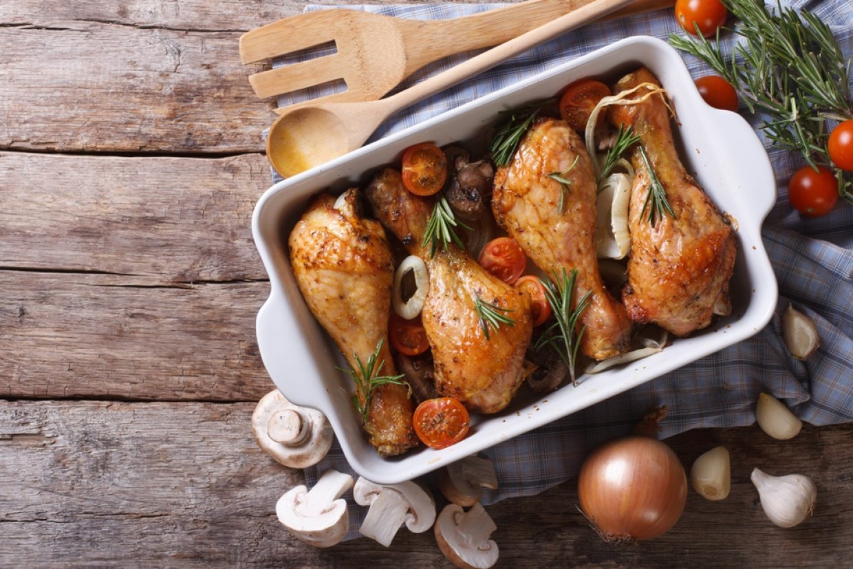 Куриные ножки с овощами и грибами в духовке Куриные ножки с овощами и грибами в духовке