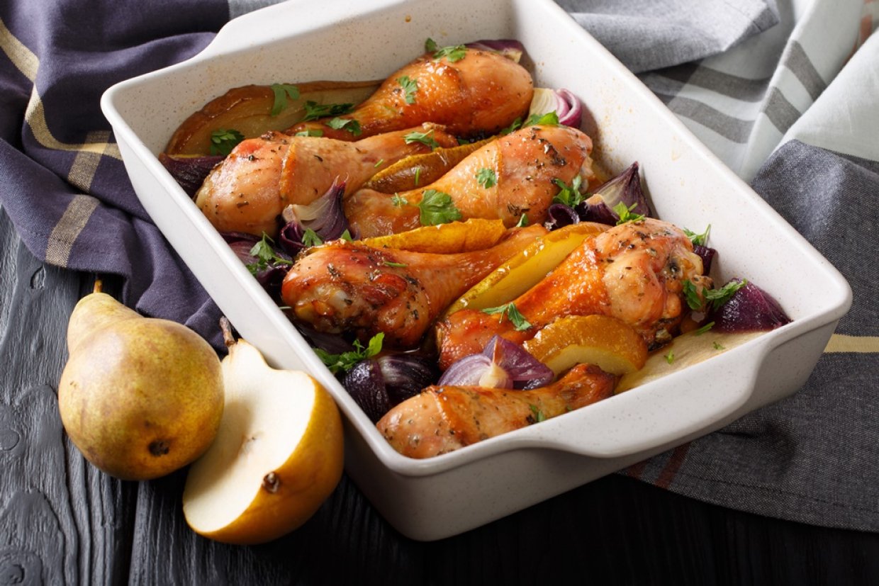Куриные ножки с грушей в духовке Куриные ножки с грушей в духовке
