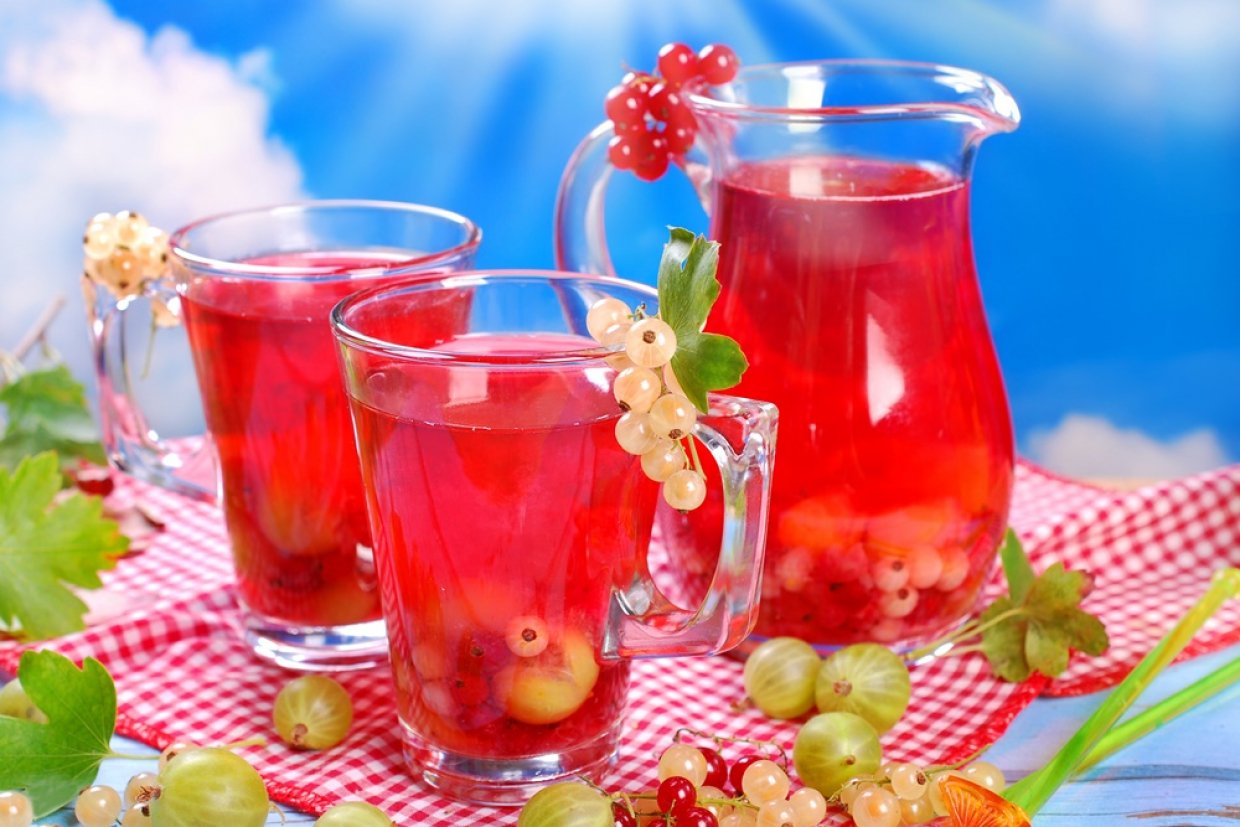 Компот из смородины, крыжовника и желтой вишни Компот из смородины, крыжовника и желтой вишни