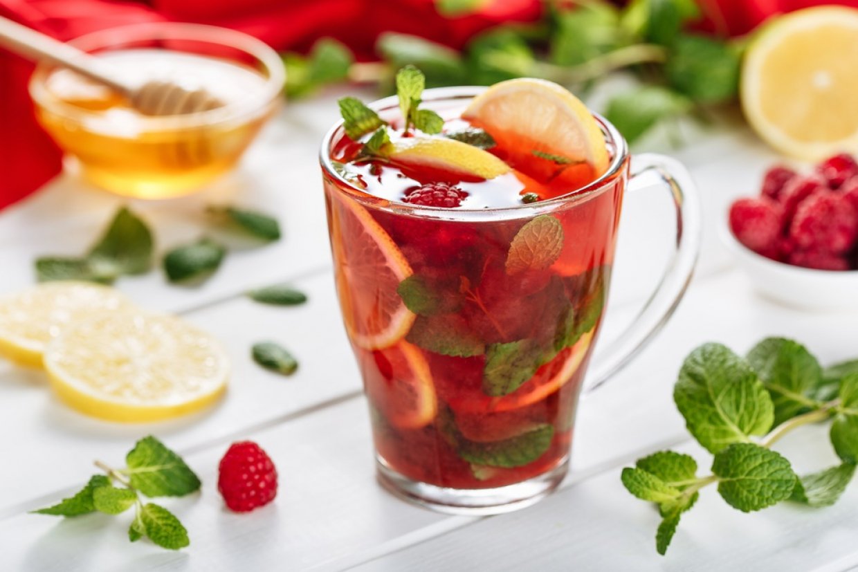 Малиновый компот с лимоном и мятой Малиновый компот с лимоном и мятой