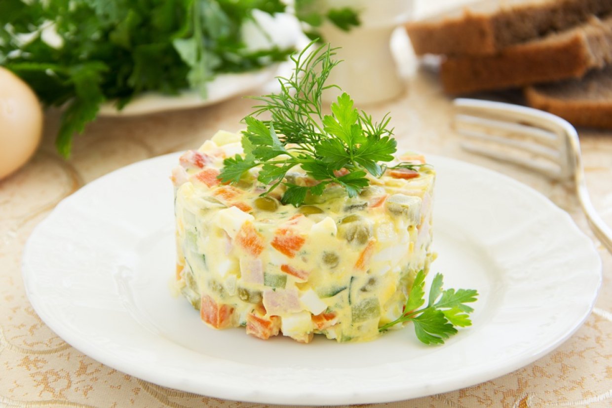Оливье с луком Оливье с луком