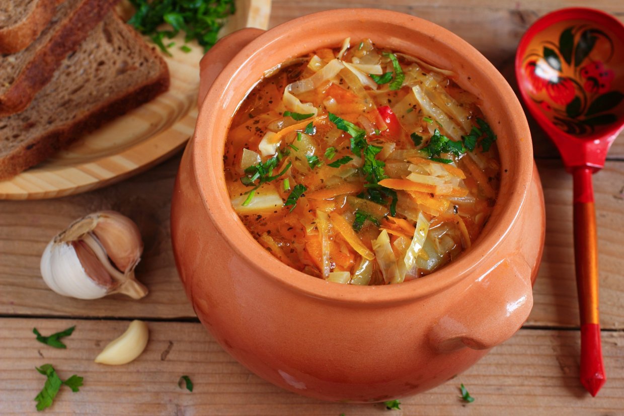 Щи с капустой, помидорами и перцем на зиму в банках Щи с капустой, помидорами и перцем на зиму в банках