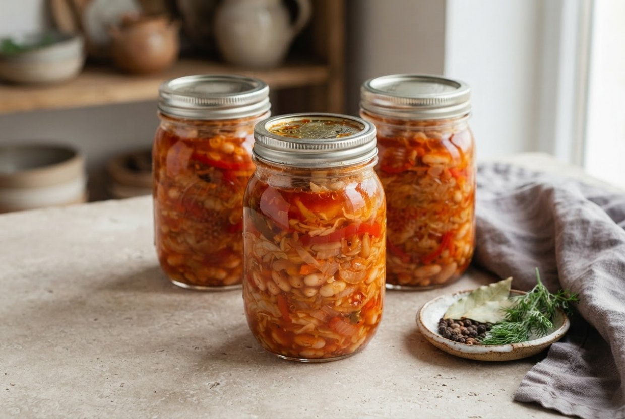 Щи с капустой и фасолью на зиму в банках