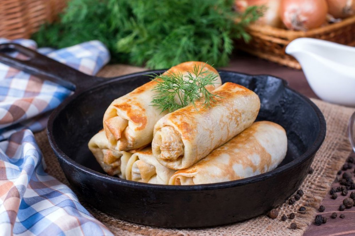 Блинчики с мясом и рисом Блинчики с мясом и рисом