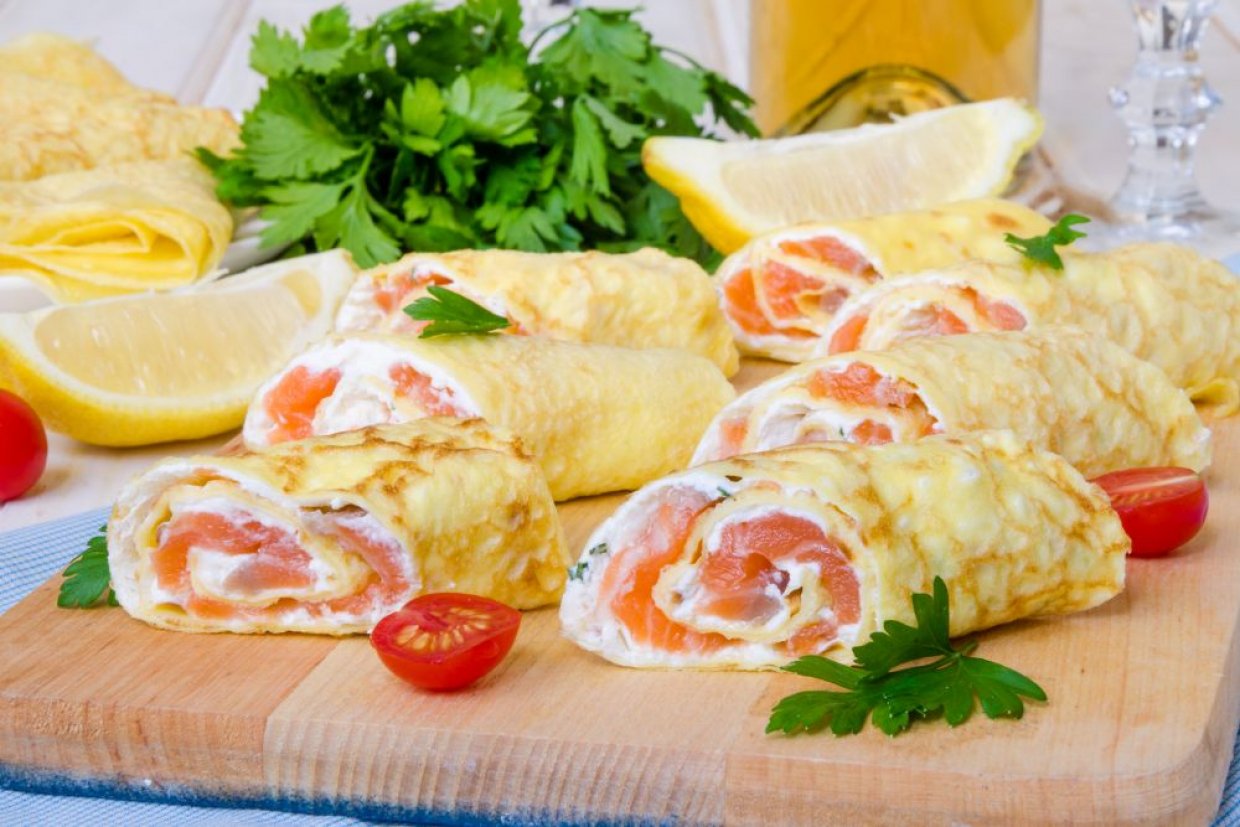 Блины с семгой и творожным сыром Блины с семгой и творожным сыром