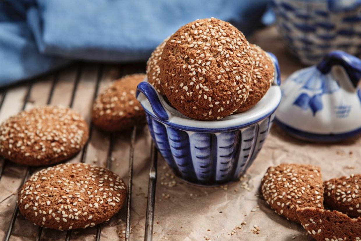 Овсяное печенье с кунжутом Овсяное печенье с кунжутом