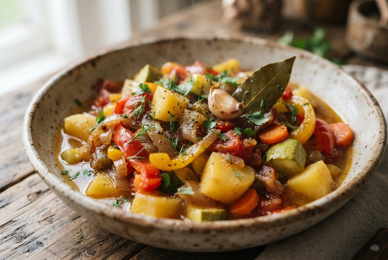 Овощное рагу с кабачками и картошкой в мультиварке