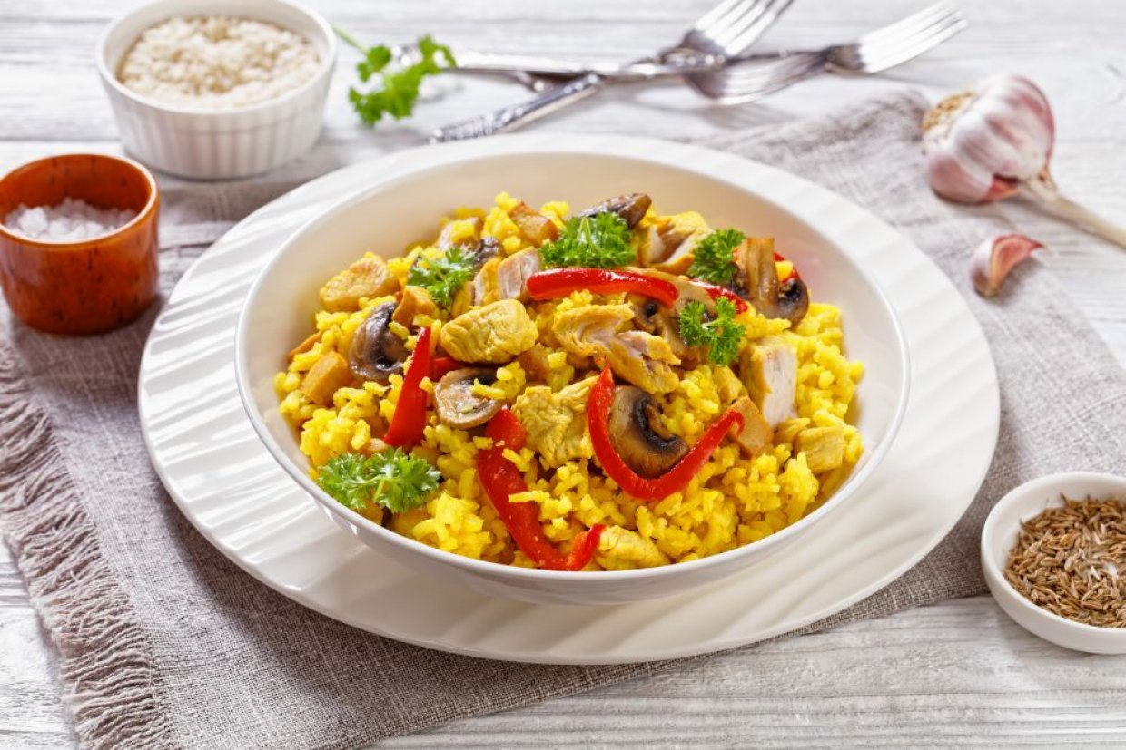 Плов с курицей и грибами Плов с курицей и грибами