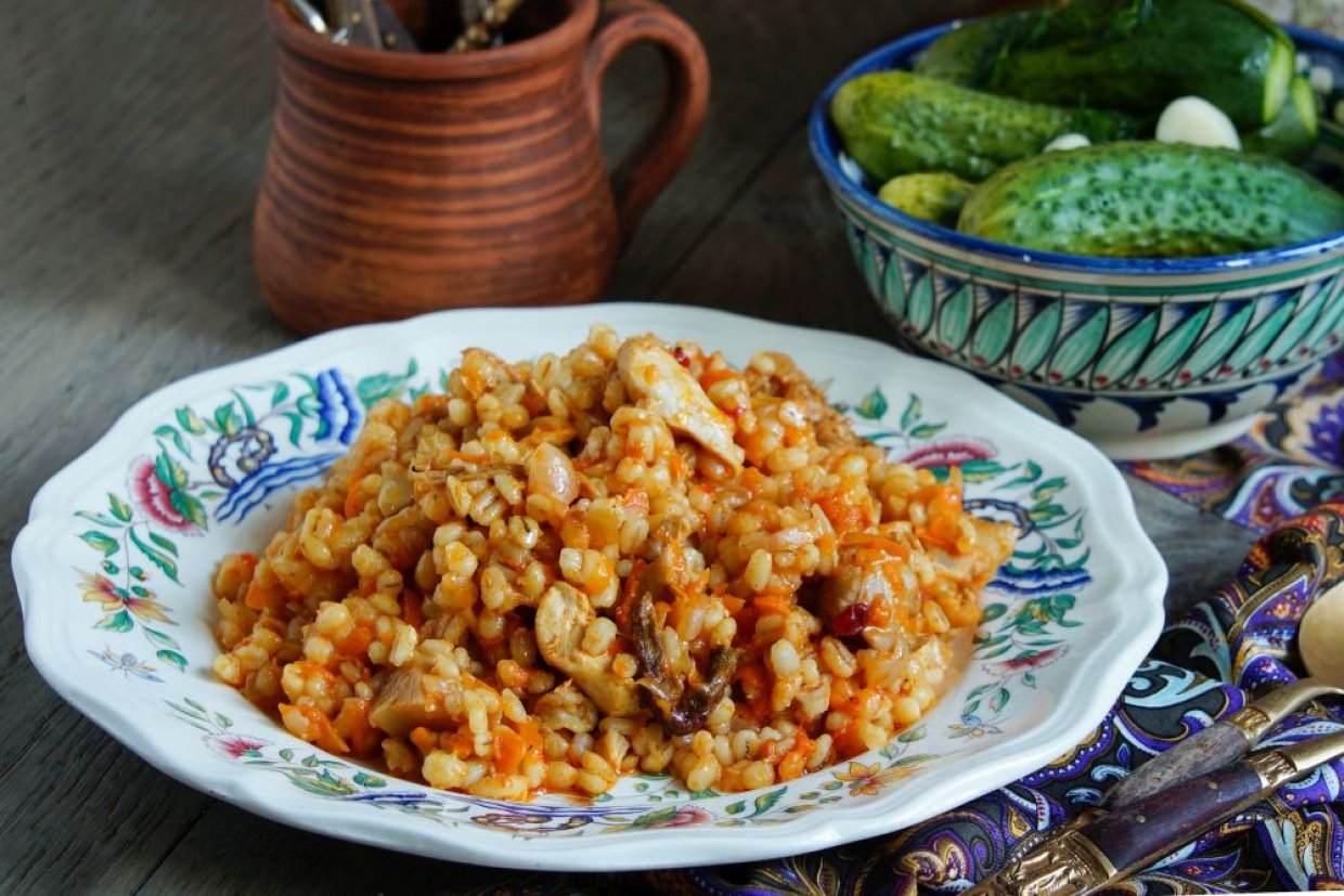 Перловая каша с курицей Перловая каша с курицей