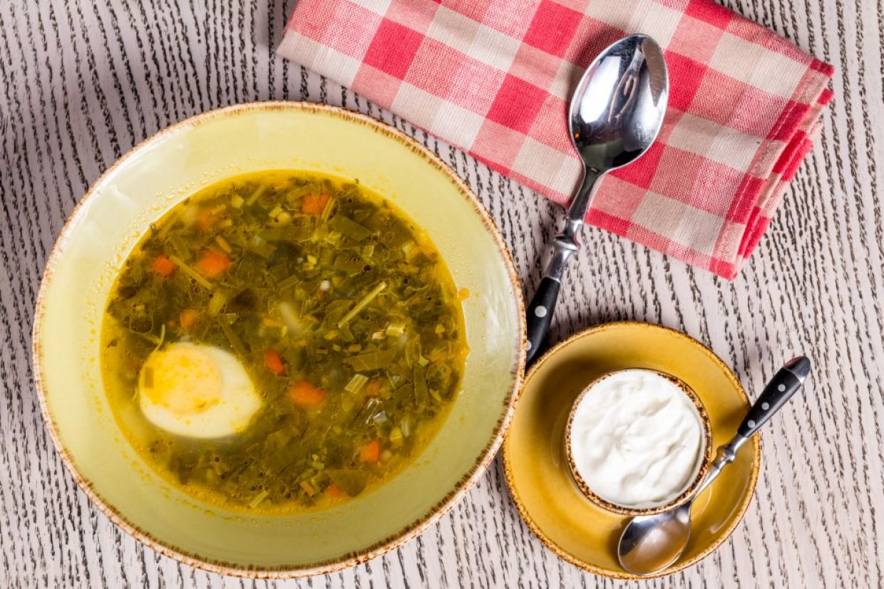 Зеленый борщ без мяса