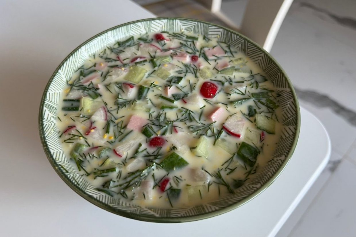 Окрошка с ветчиной