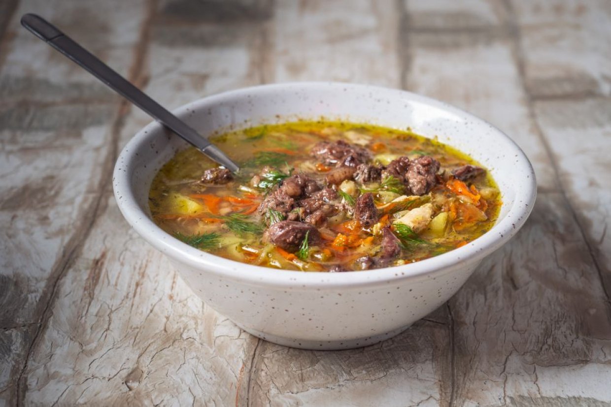 Суп с куриной печенью Суп с куриной печенью