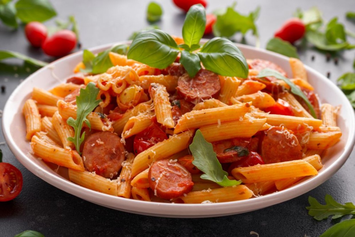 Макароны с сосисками Макароны с сосисками