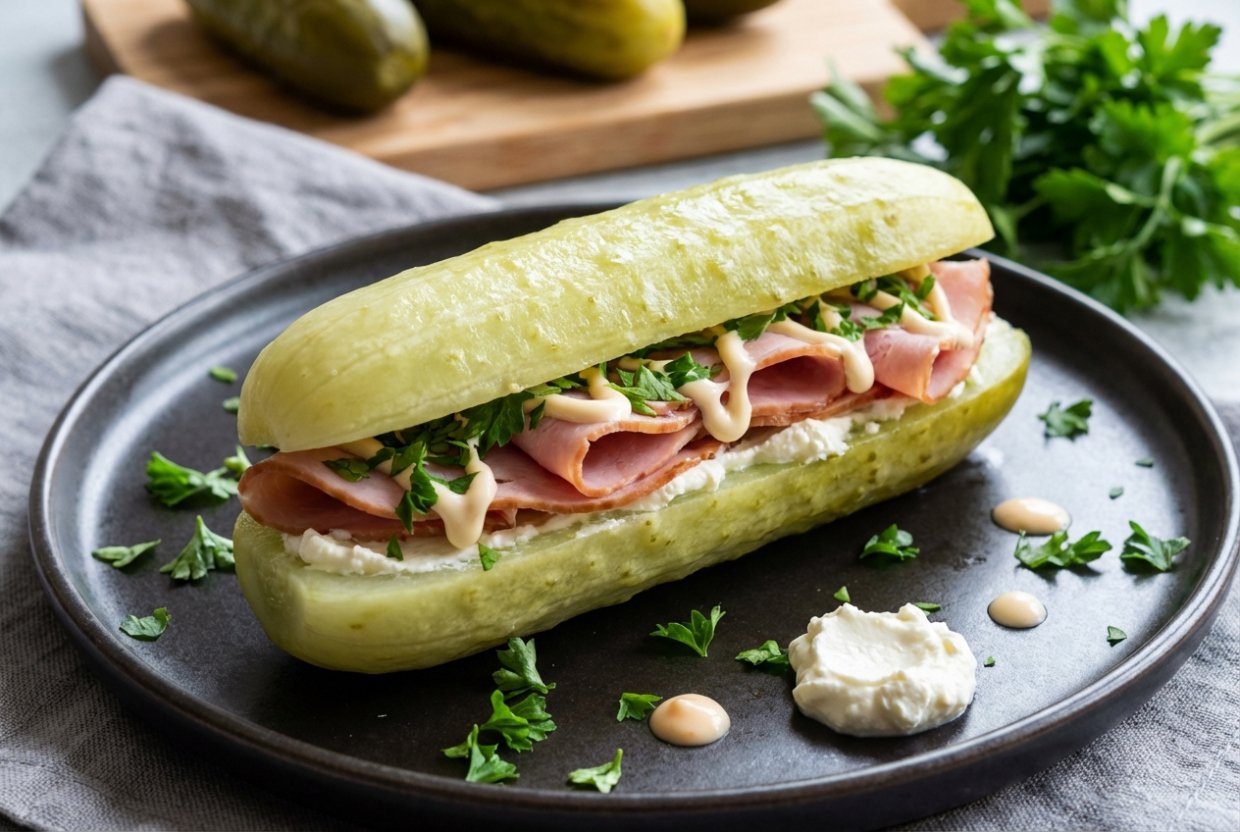 Сэндвич с маринованными огурцами вместо хлеба