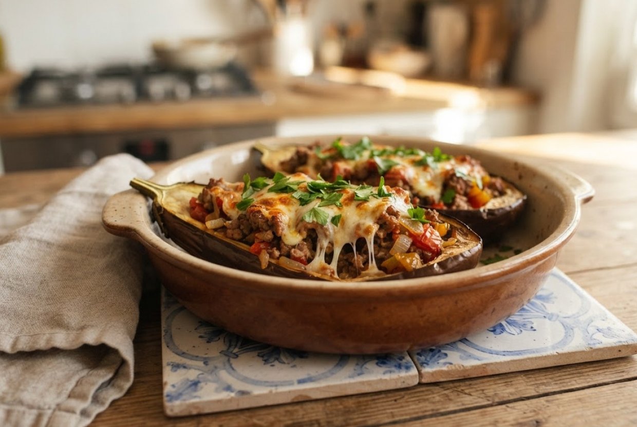 Баклажаны с мясом в аэрогриле