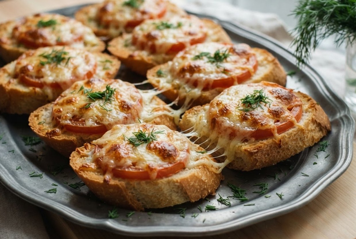 Бутерброды с помидором, сыром, чесноком и майонезом