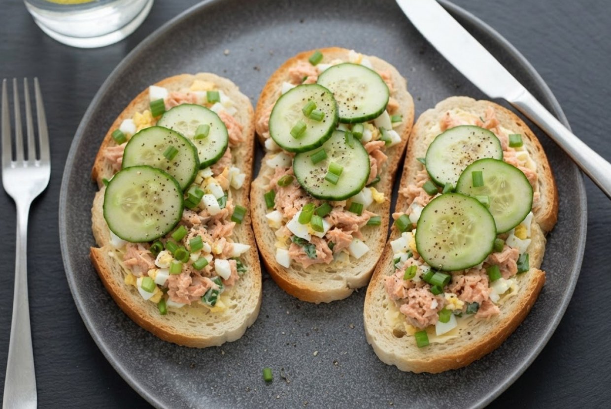 Бутерброды с рыбными консервами и яйцом