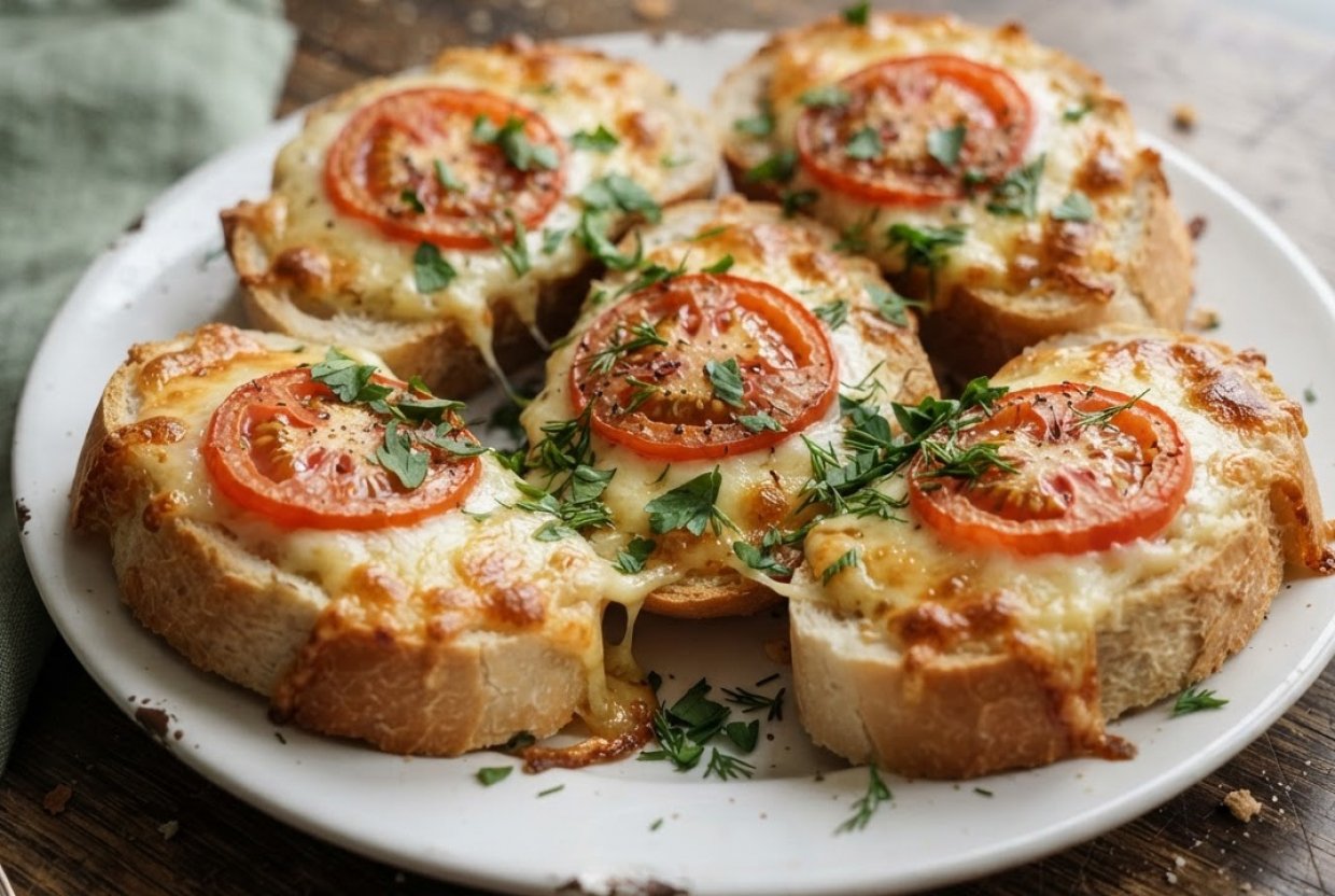 Бутерброды с сыром, чесноком и помидорами