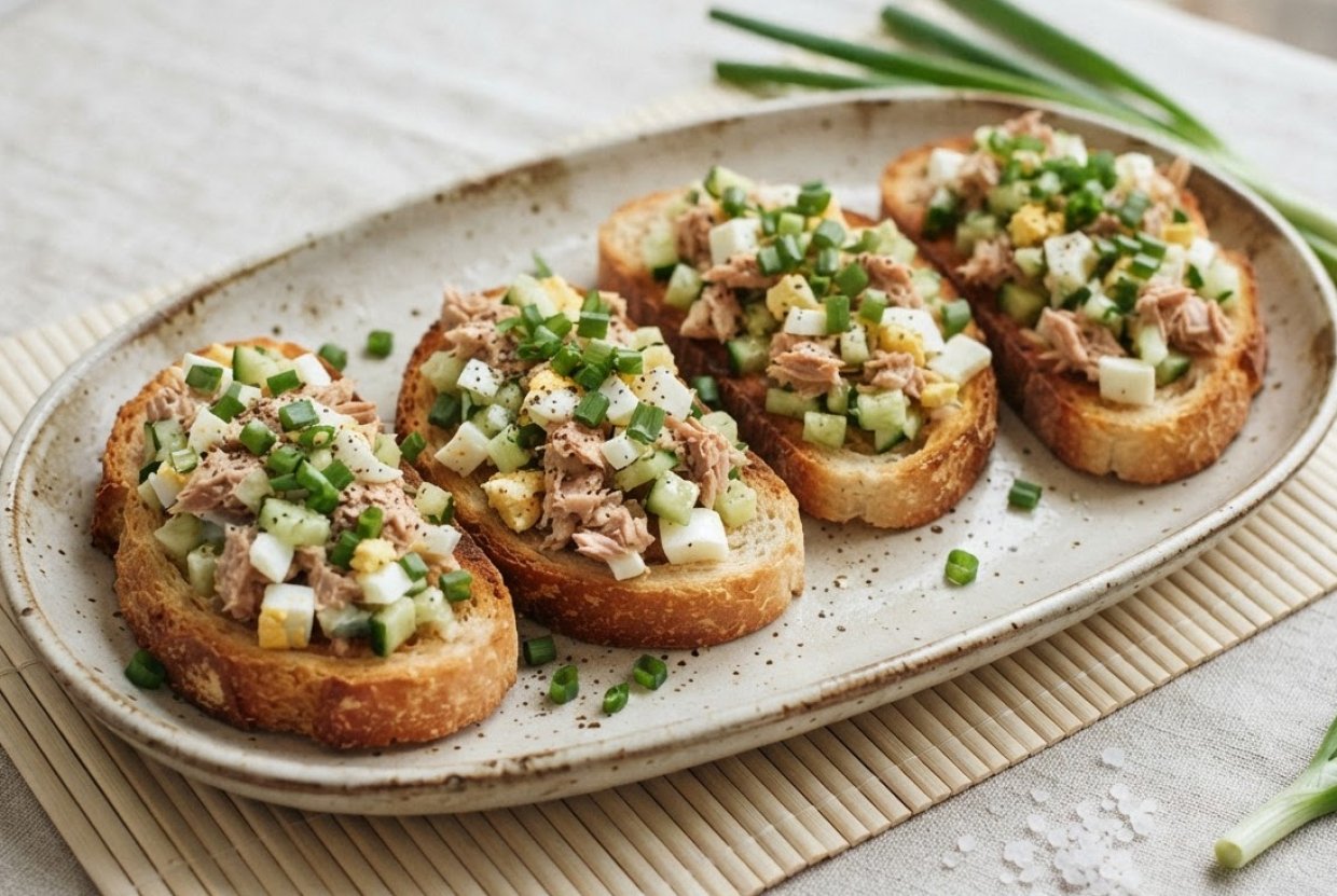 Бутерброды с тунцом, яйцом и огурцом